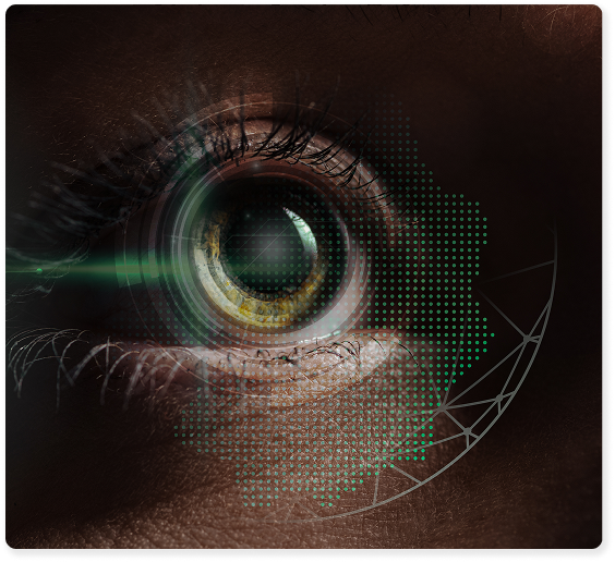 Technological eye symbolising data analysis and artificial intelligence